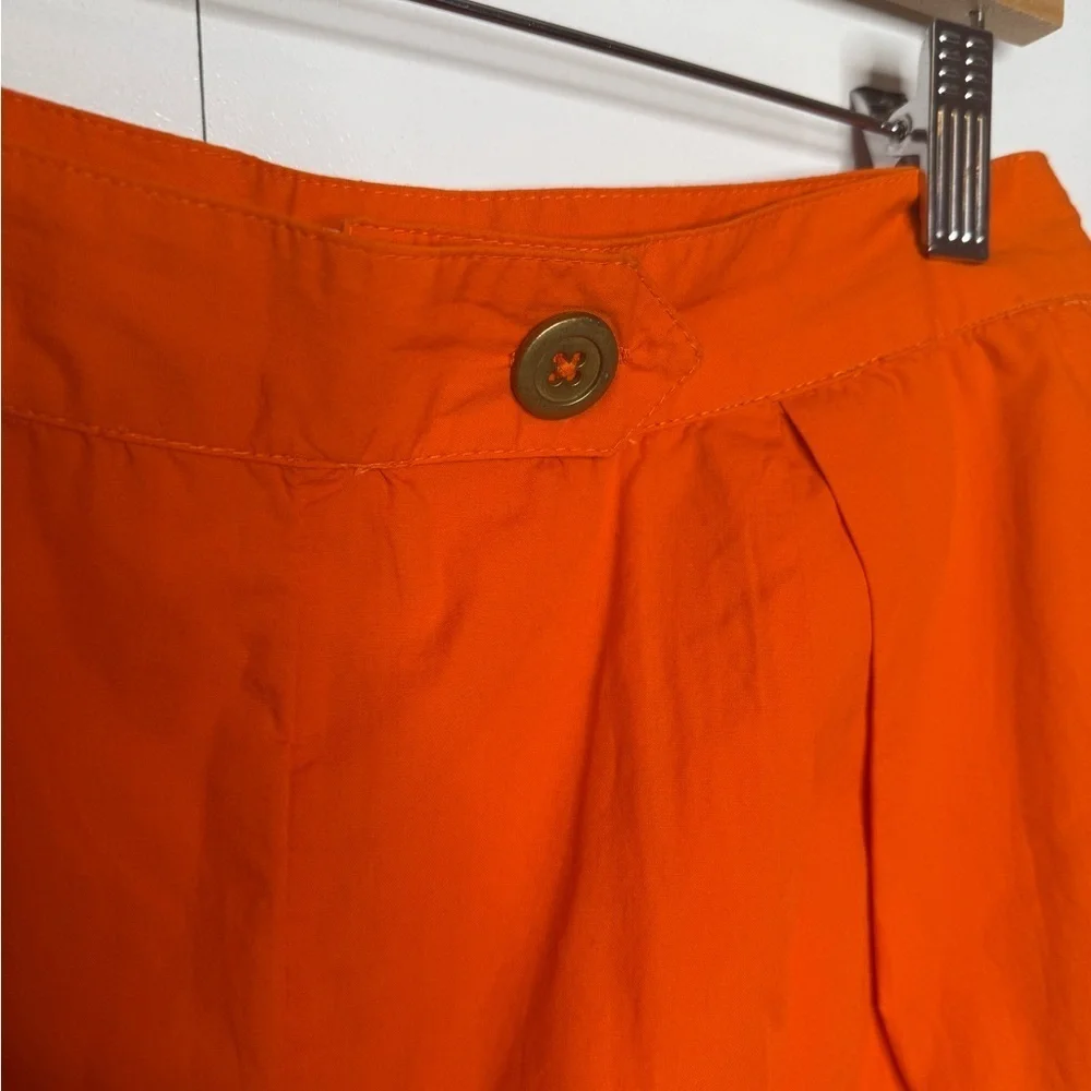 Maeve - Anthropologie - Orange Pleated Poplin Shorts 100% Cotton - US 4 - Picture 4 of 10